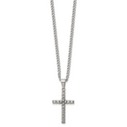 Men's Polished Cross Stainless Steel Curb Chain Necklace 3mm
