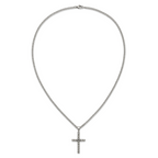 Men's Polished Cross Stainless Steel Curb Chain Necklace 3mm