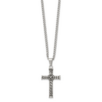 Men's Antiqued Cross Stainless Steel Curb Chain Necklace 3mm