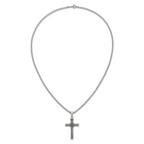 Men's Antiqued Cross Stainless Steel Curb Chain Necklace 3mm