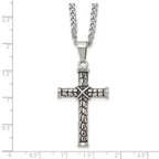 Men's Antiqued Cross Stainless Steel Curb Chain Necklace 3mm