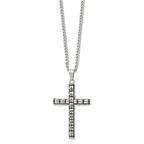 Men's Antiqued Cross Stainless Steel Curb Chain Necklace 3mm Woven