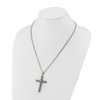 Men's Antiqued Cross Stainless Steel Curb Chain Necklace 3mm Woven