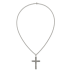 Men's Antiqued Cross Stainless Steel Curb Chain Necklace 3mm Woven