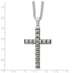 Men's Antiqued Cross Stainless Steel Curb Chain Necklace 3mm Woven