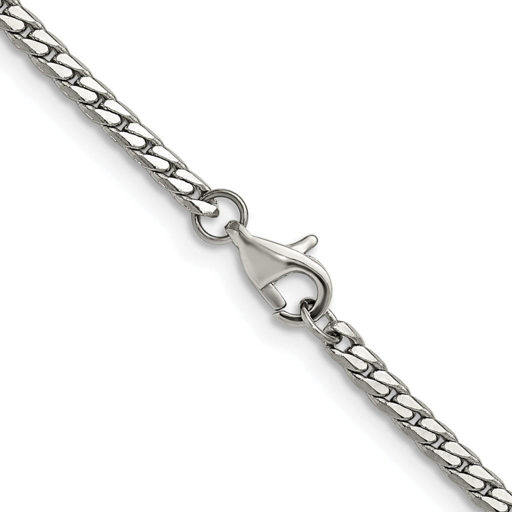 Polished Stainless Steel Curb Chain Necklace 2.5mm
