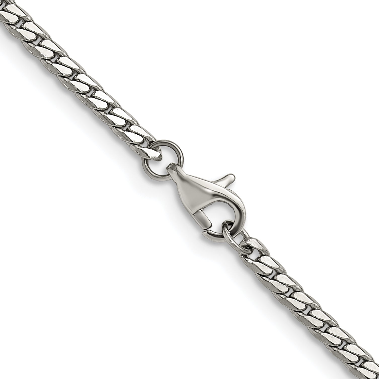 Polished Stainless Steel Curb Chain Necklace 2.5mm