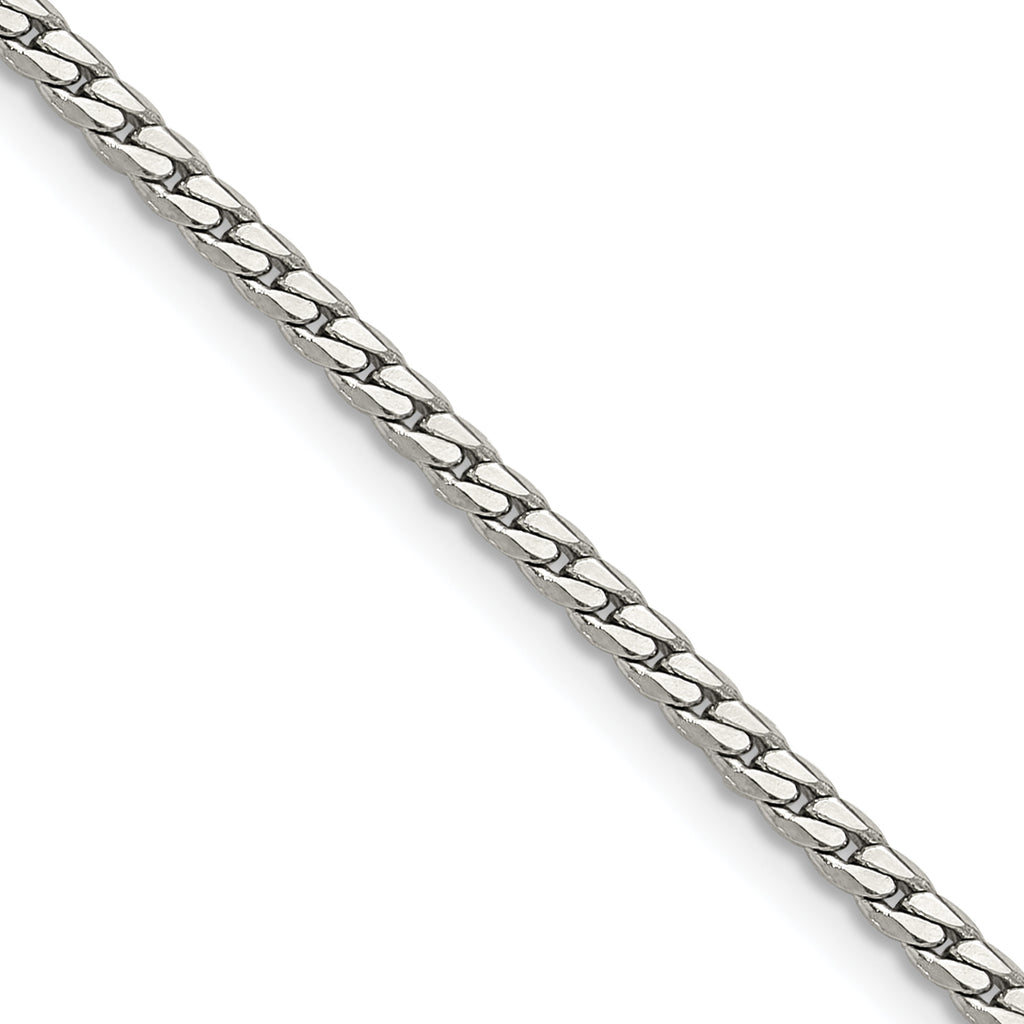 Polished Stainless Steel Curb Chain Necklace 2.5mm