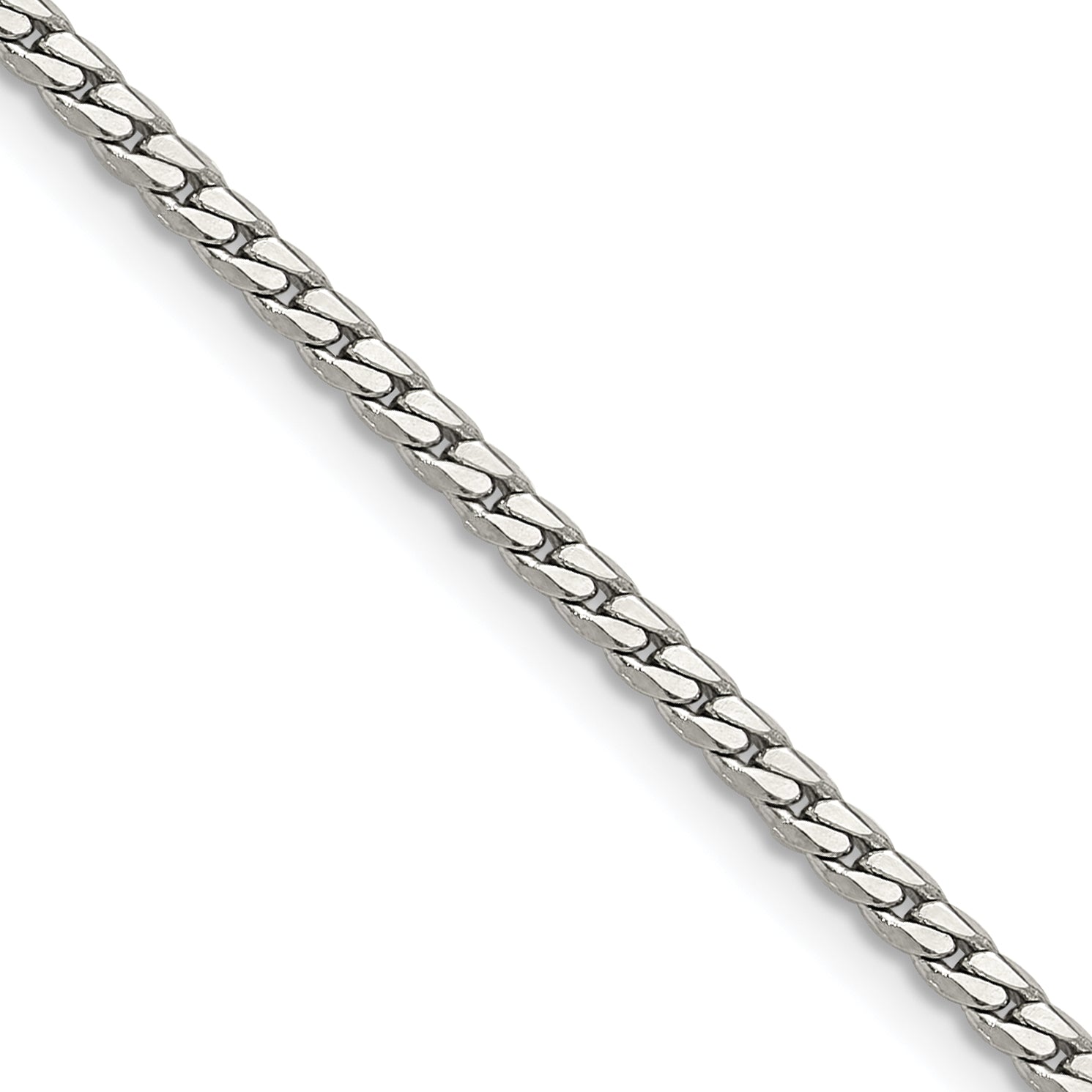 Polished Stainless Steel Curb Chain Necklace 2.5mm