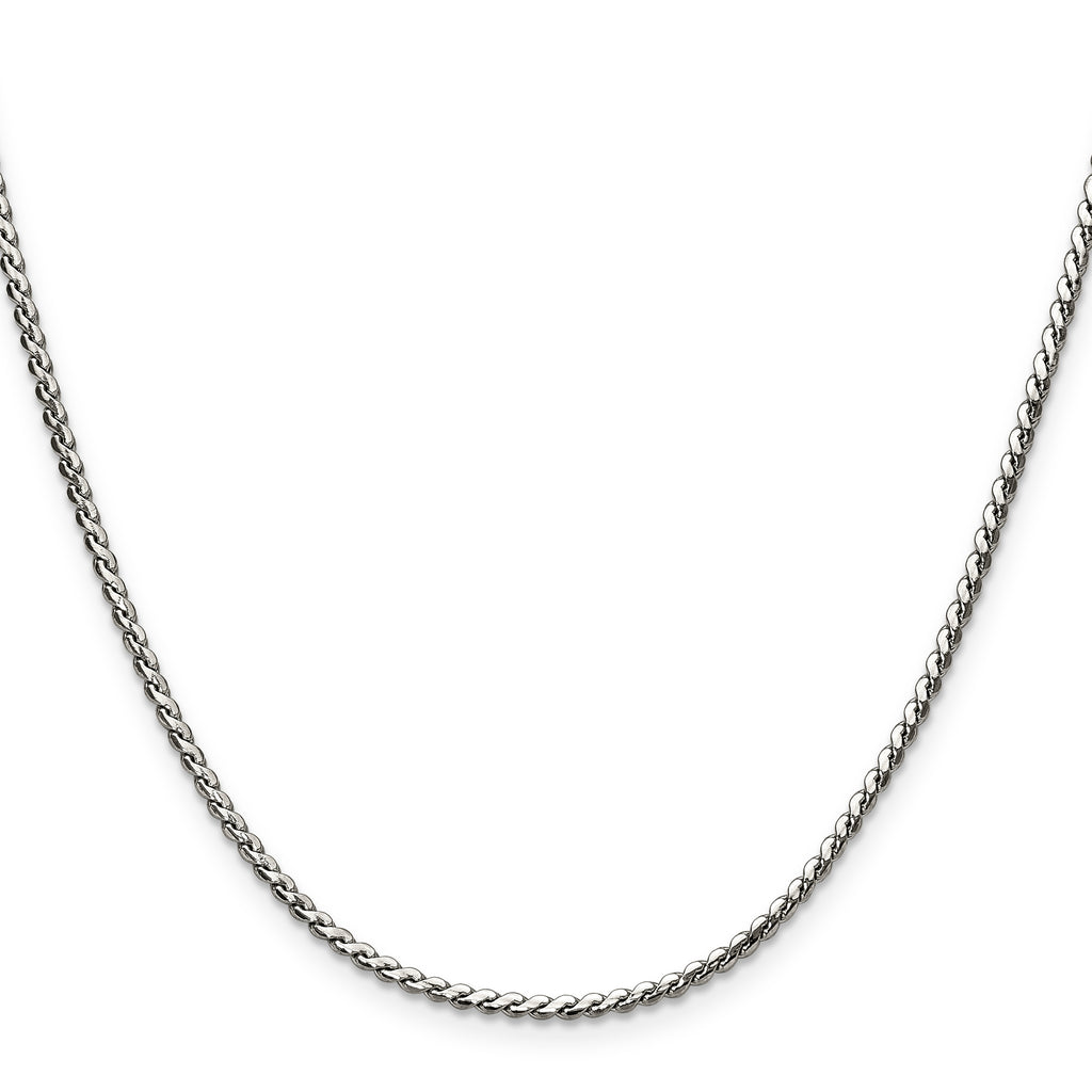 Polished Stainless Steel Curb Chain Necklace 2mm