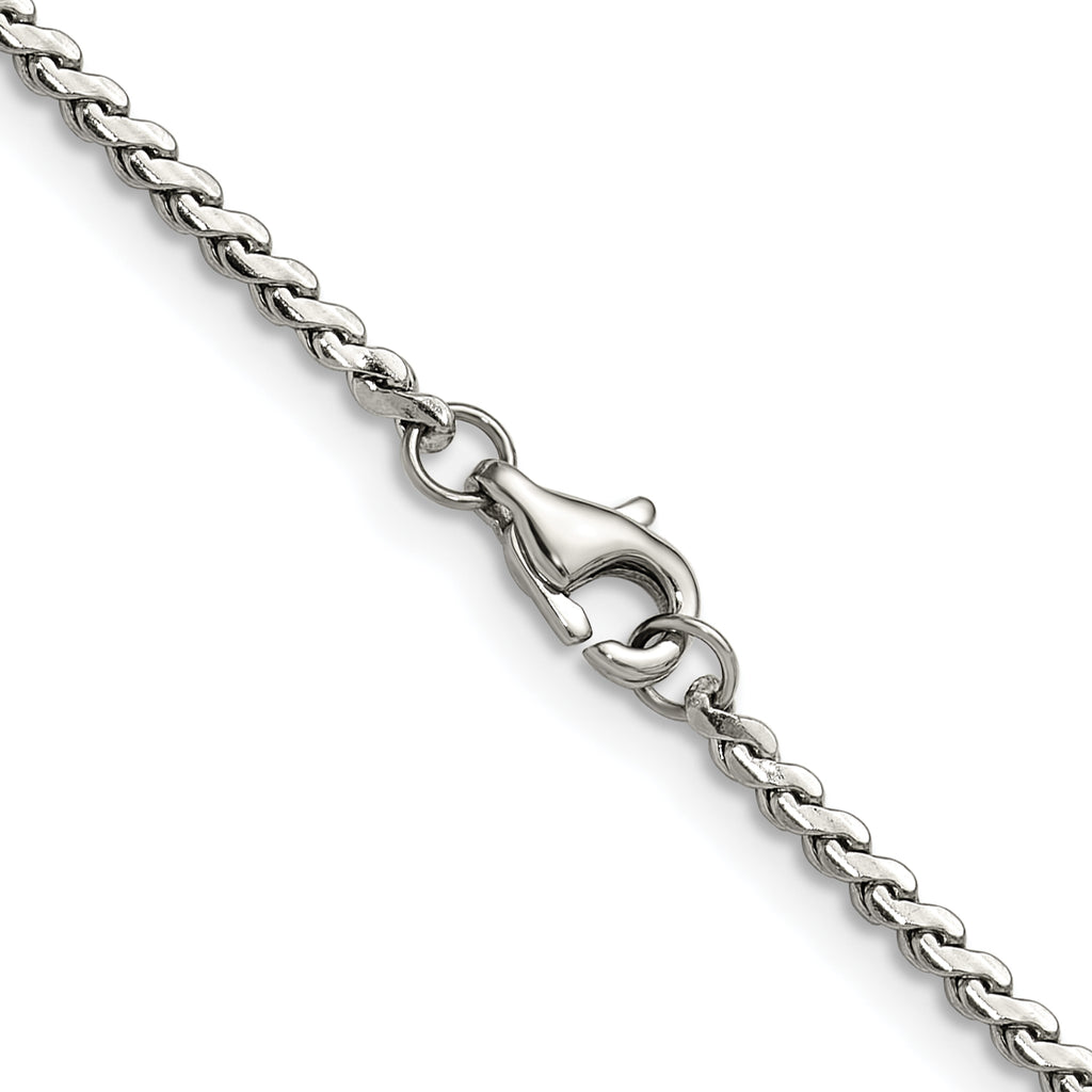 Polished Stainless Steel Curb Chain Necklace 2mm