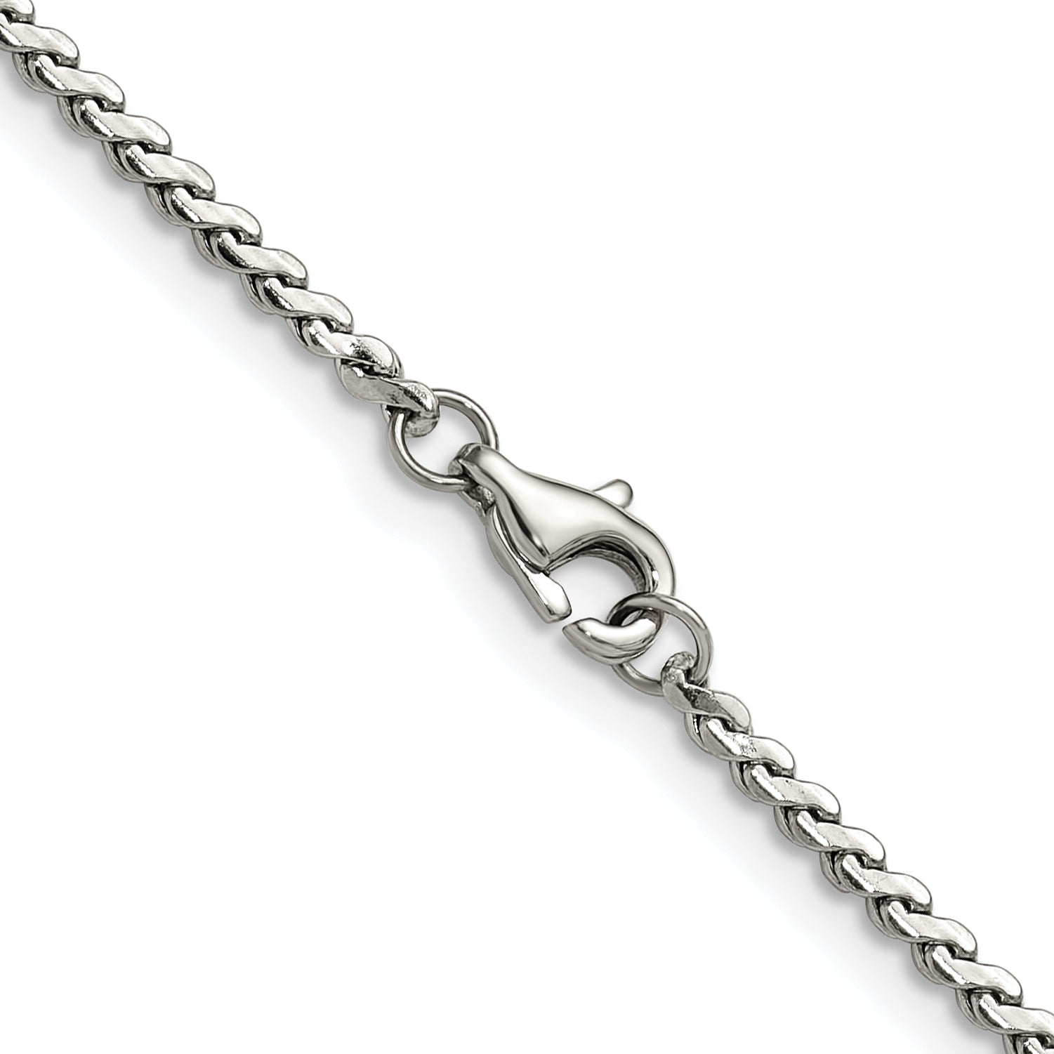 Polished Stainless Steel Curb Chain Necklace 2mm