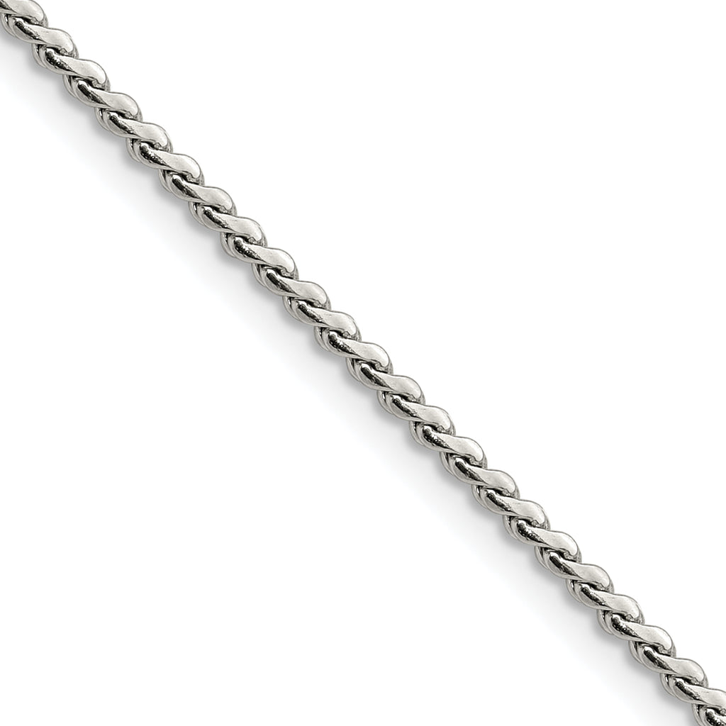 Polished Stainless Steel Curb Chain Necklace 2mm