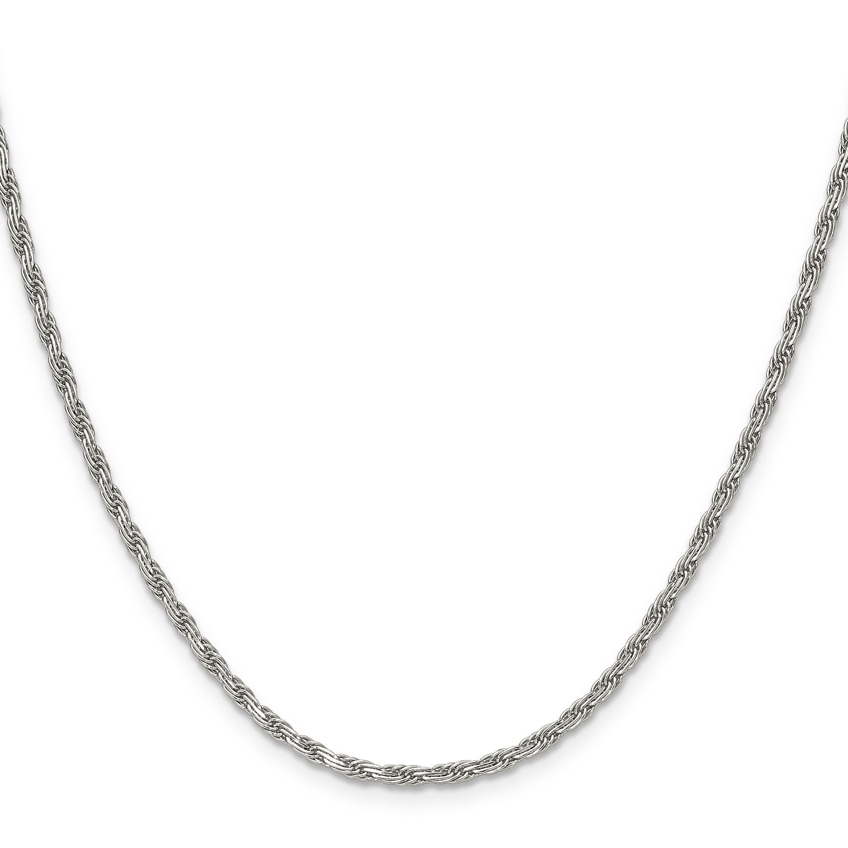 Polished Stainless Steel Rope Chain Necklace 2mm