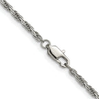 Polished Stainless Steel Rope Chain Necklace 2mm