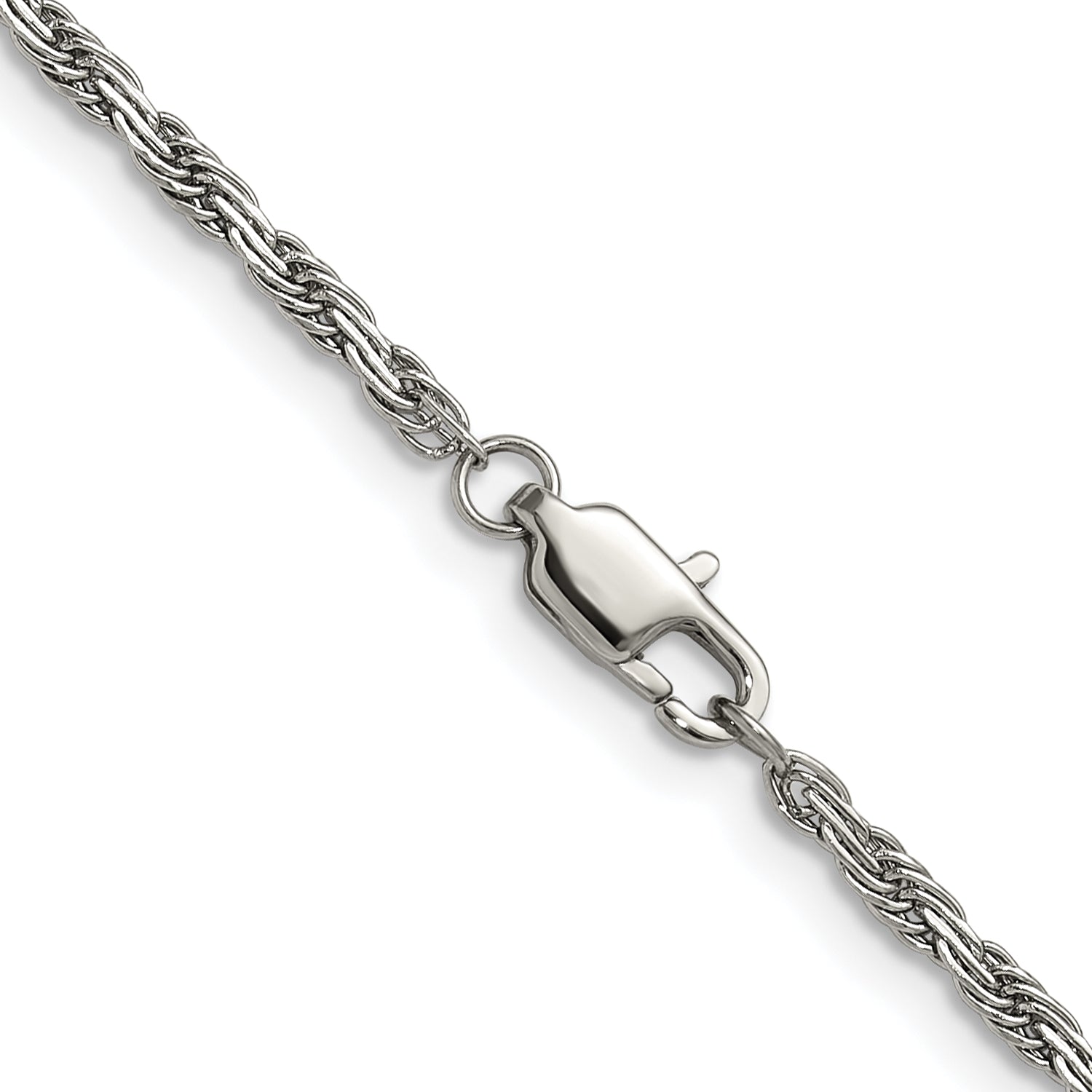 Polished Stainless Steel Rope Chain Necklace 2mm