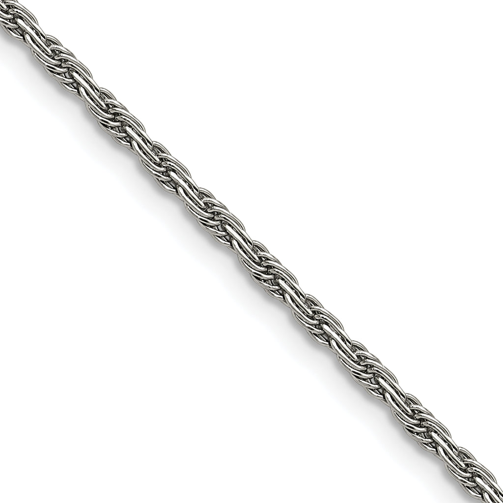 Polished Stainless Steel Rope Chain Necklace 2mm