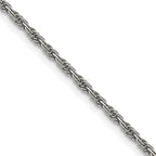 Polished Stainless Steel Rope Chain Necklace 2mm