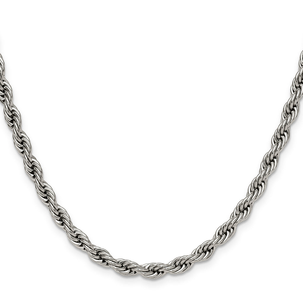 Polished Stainless Steel Rope Chain Necklace 5mm