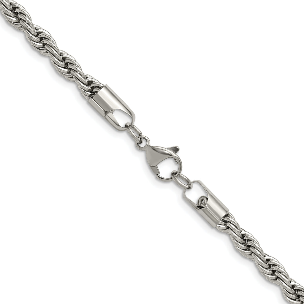 Polished Stainless Steel Rope Chain Necklace 5mm