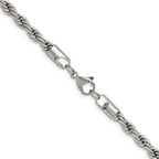 Polished Stainless Steel Rope Chain Necklace 5mm