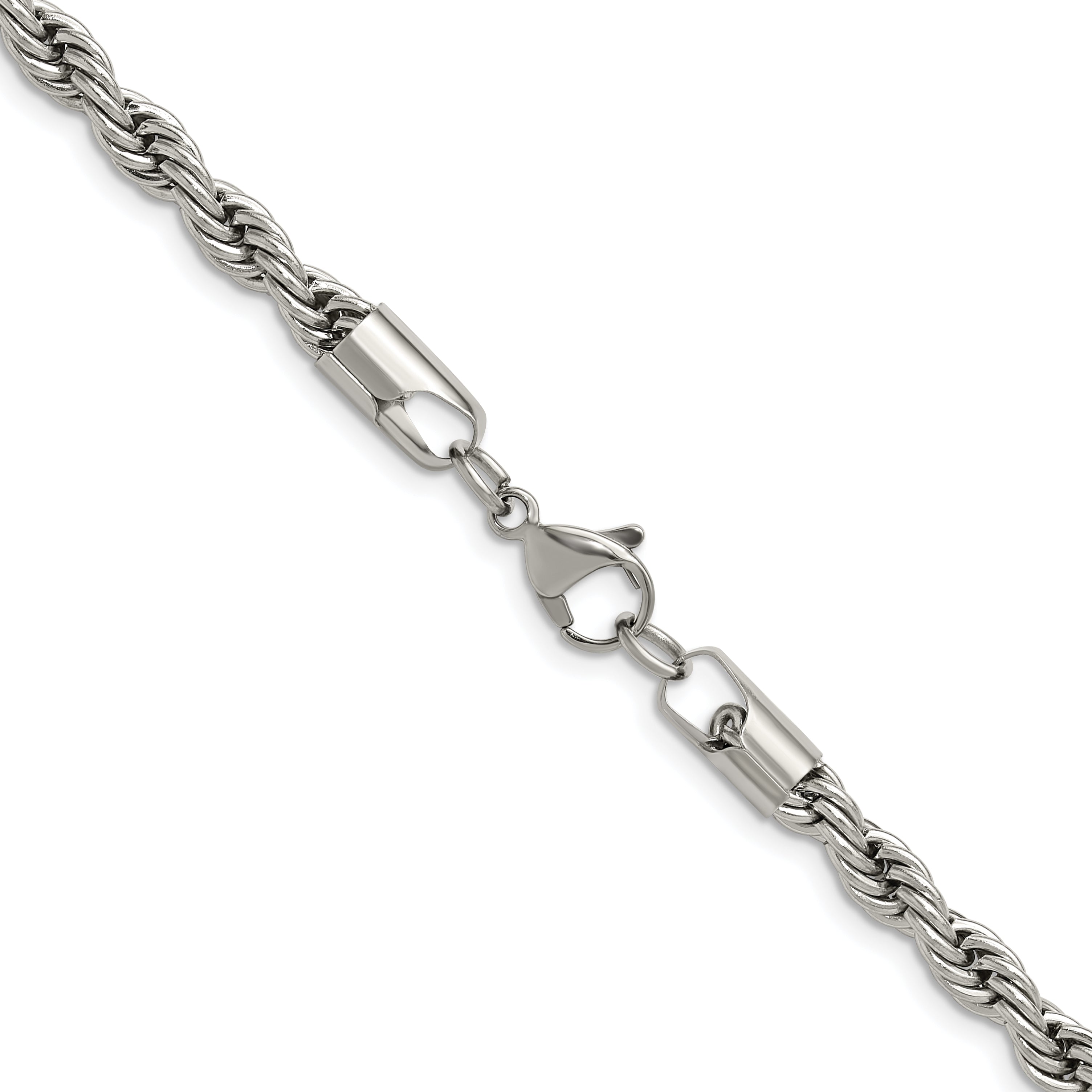 Polished Stainless Steel Rope Chain Necklace 5mm