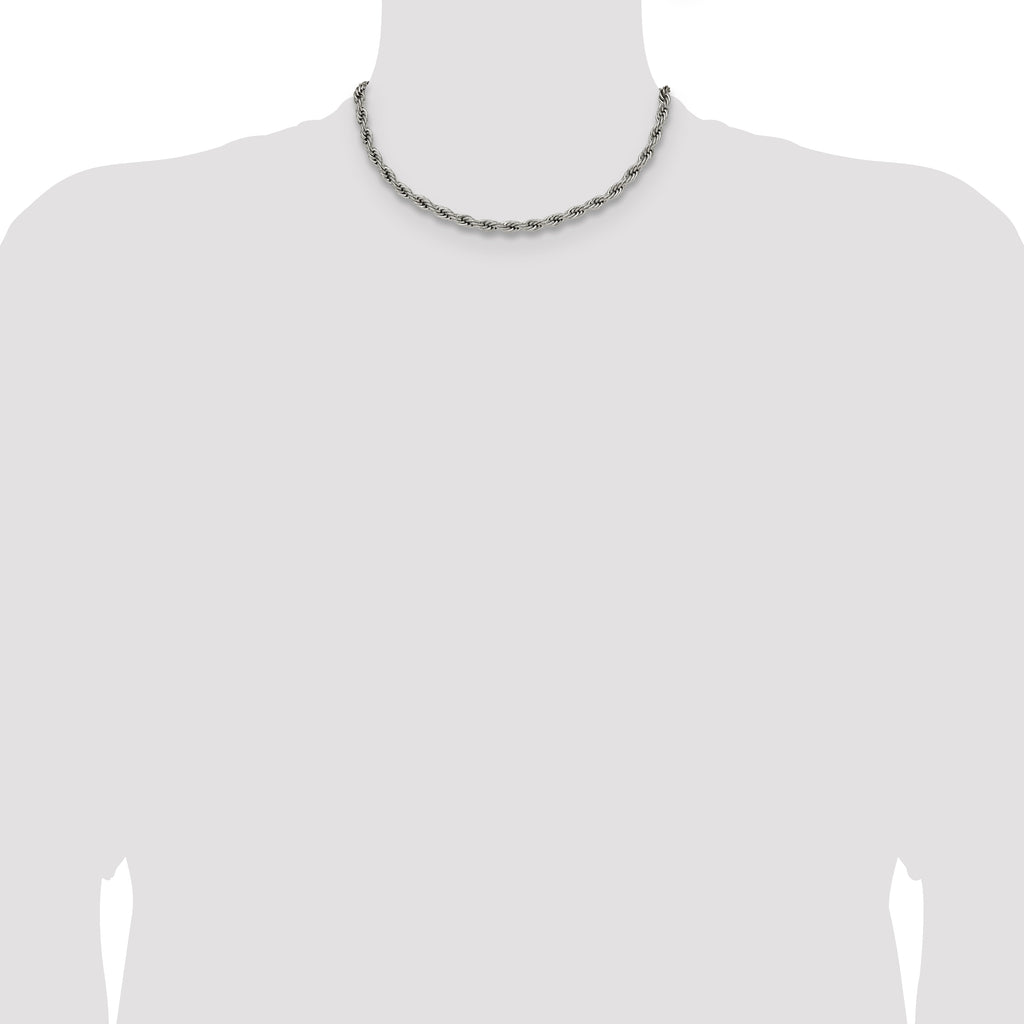 Polished Stainless Steel Rope Chain Necklace 5mm