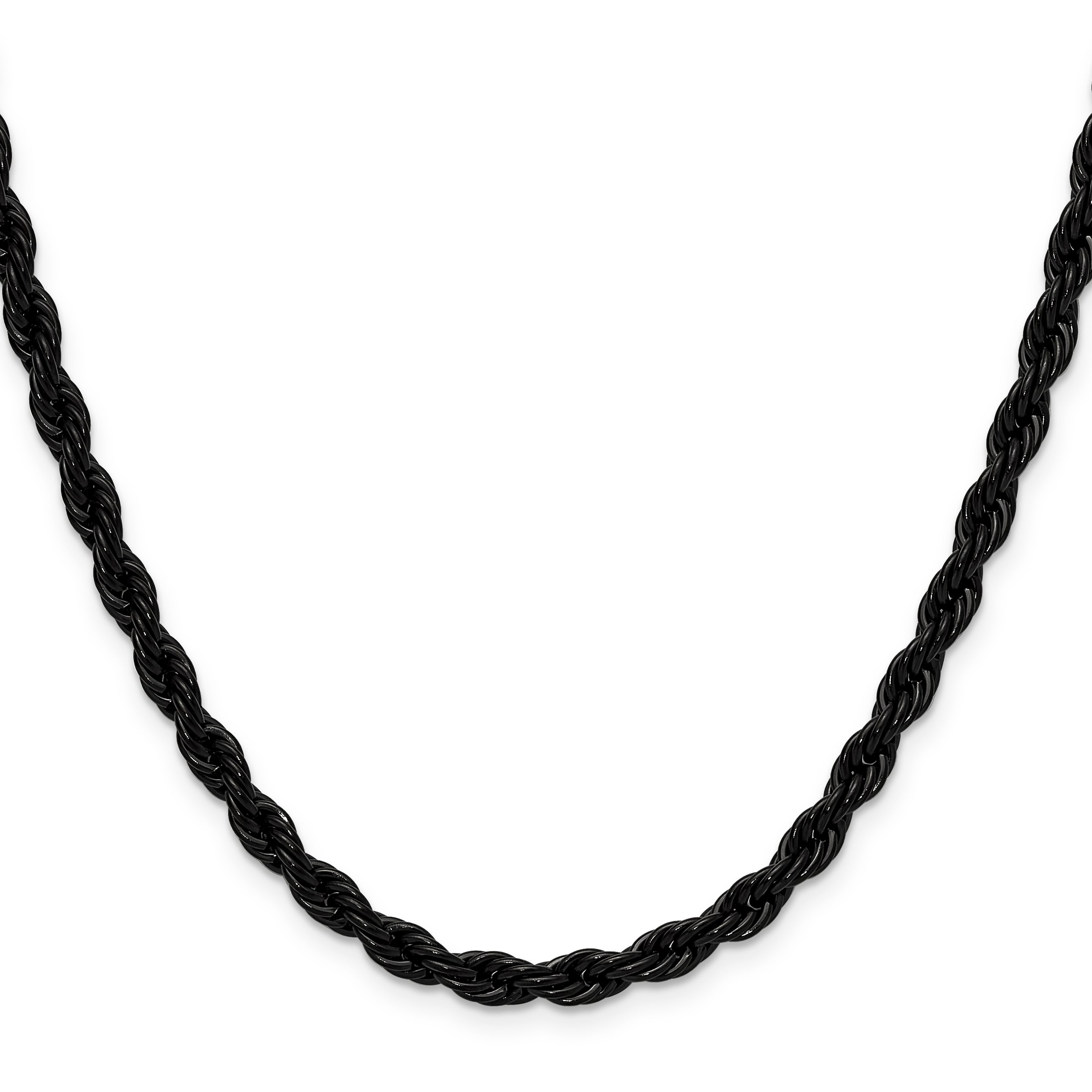 Polished Black Stainless Steel Rope Chain Necklace 5mm