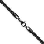Polished Black Stainless Steel Rope Chain Necklace 5mm
