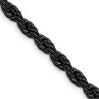 Polished Black Stainless Steel Rope Chain Necklace 5mm