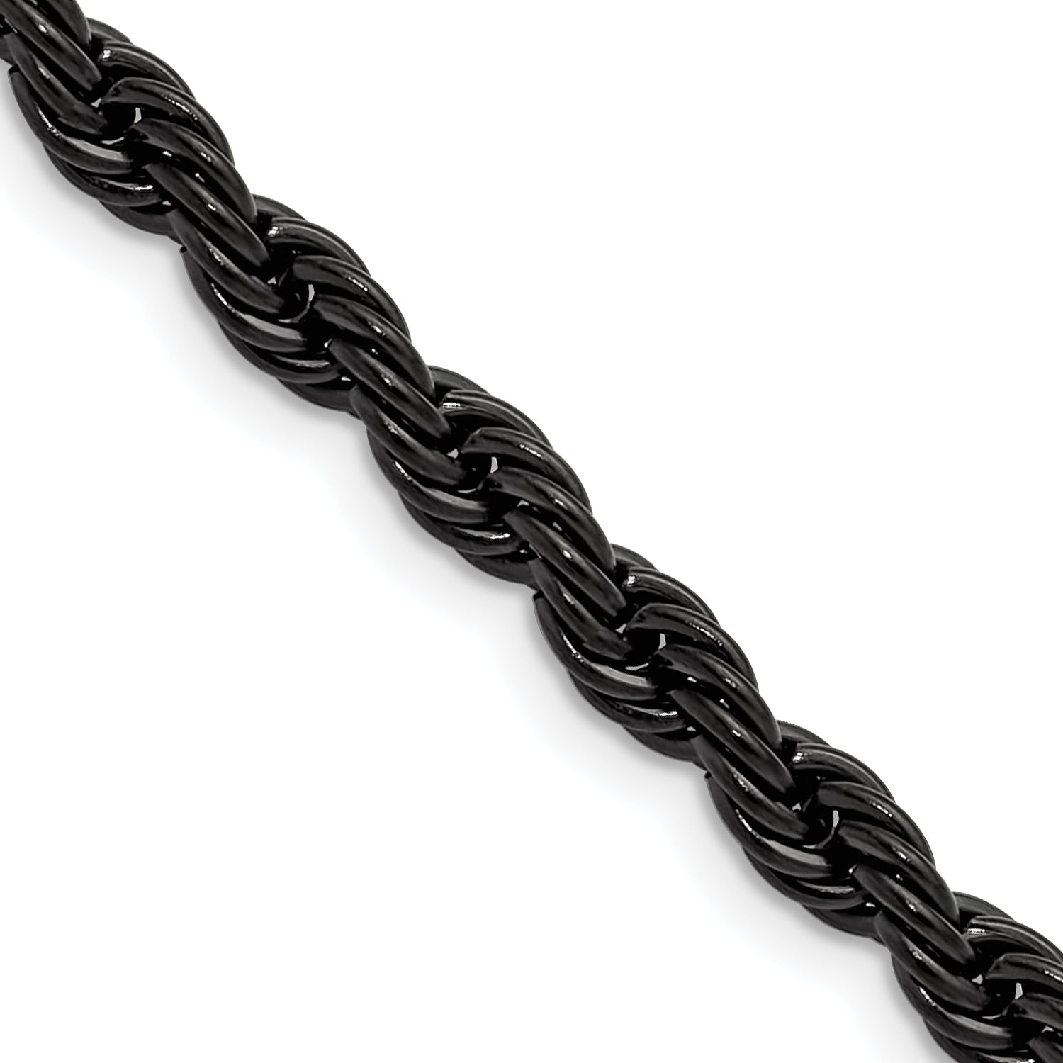 Polished Black Stainless Steel Rope Chain Necklace 5mm