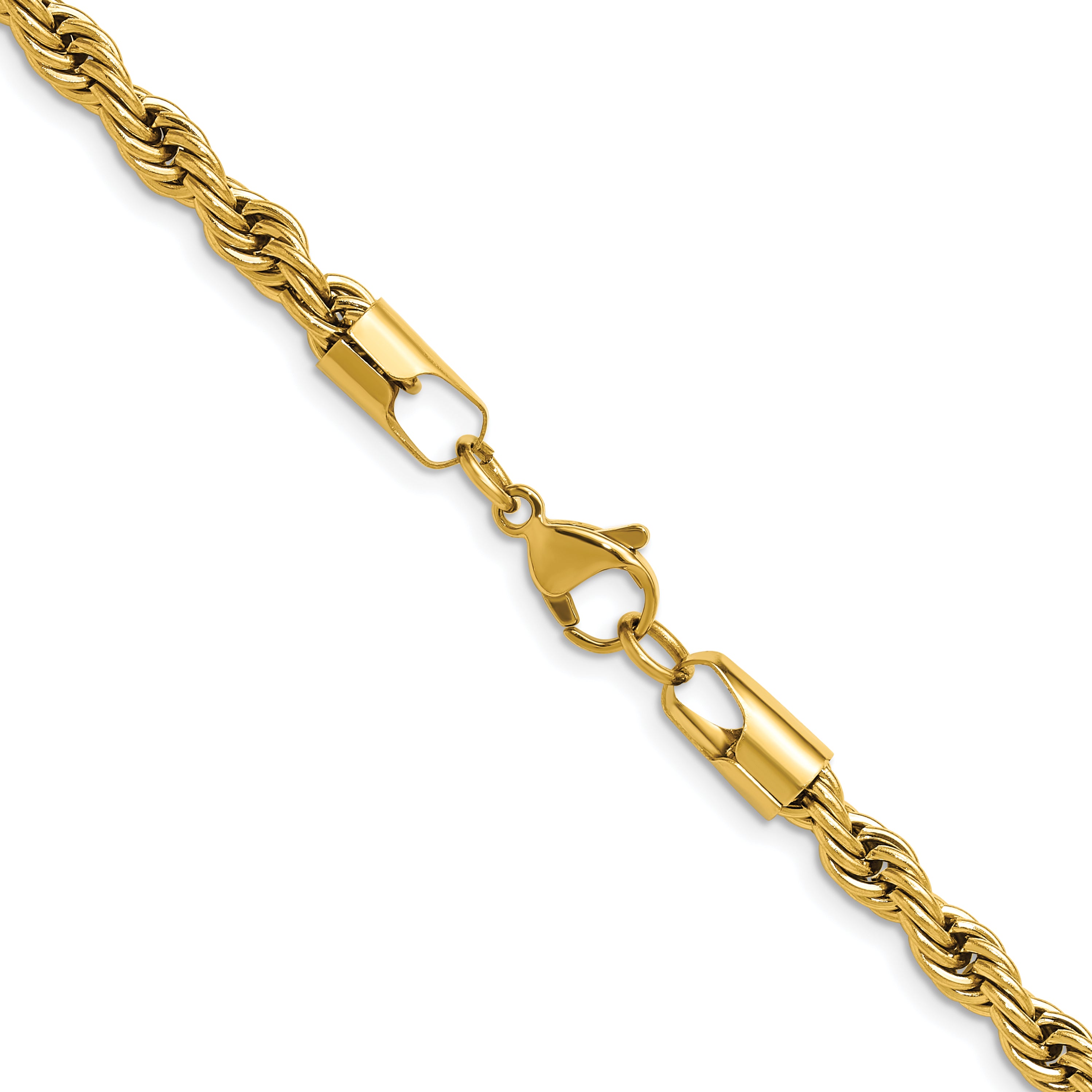 Polished Gold-Tone Stainless Steel Rope Chain Necklace 5mm
