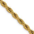 Polished Gold-Tone Stainless Steel Rope Chain Necklace 5mm