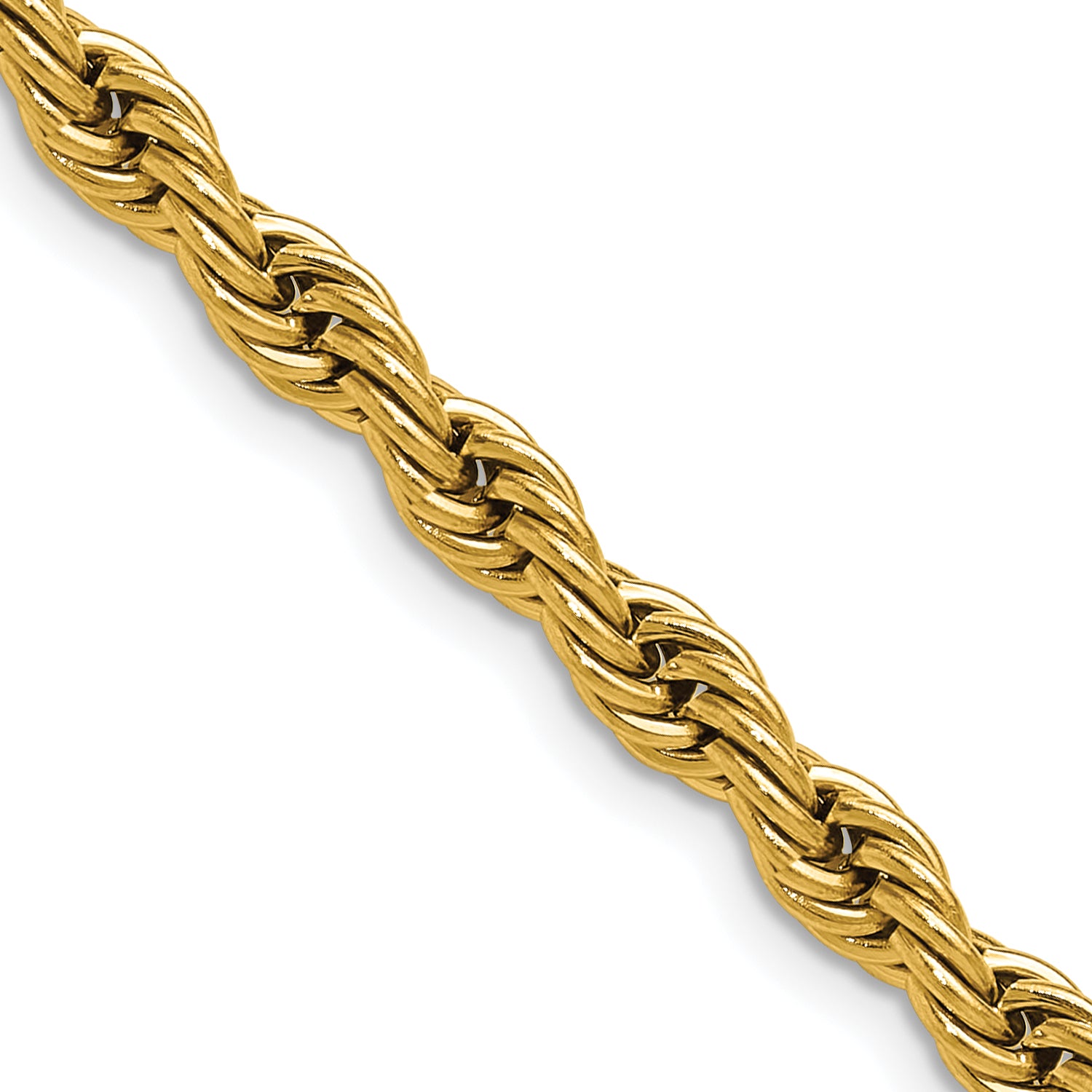 Polished Gold-Tone Stainless Steel Rope Chain Necklace 5mm