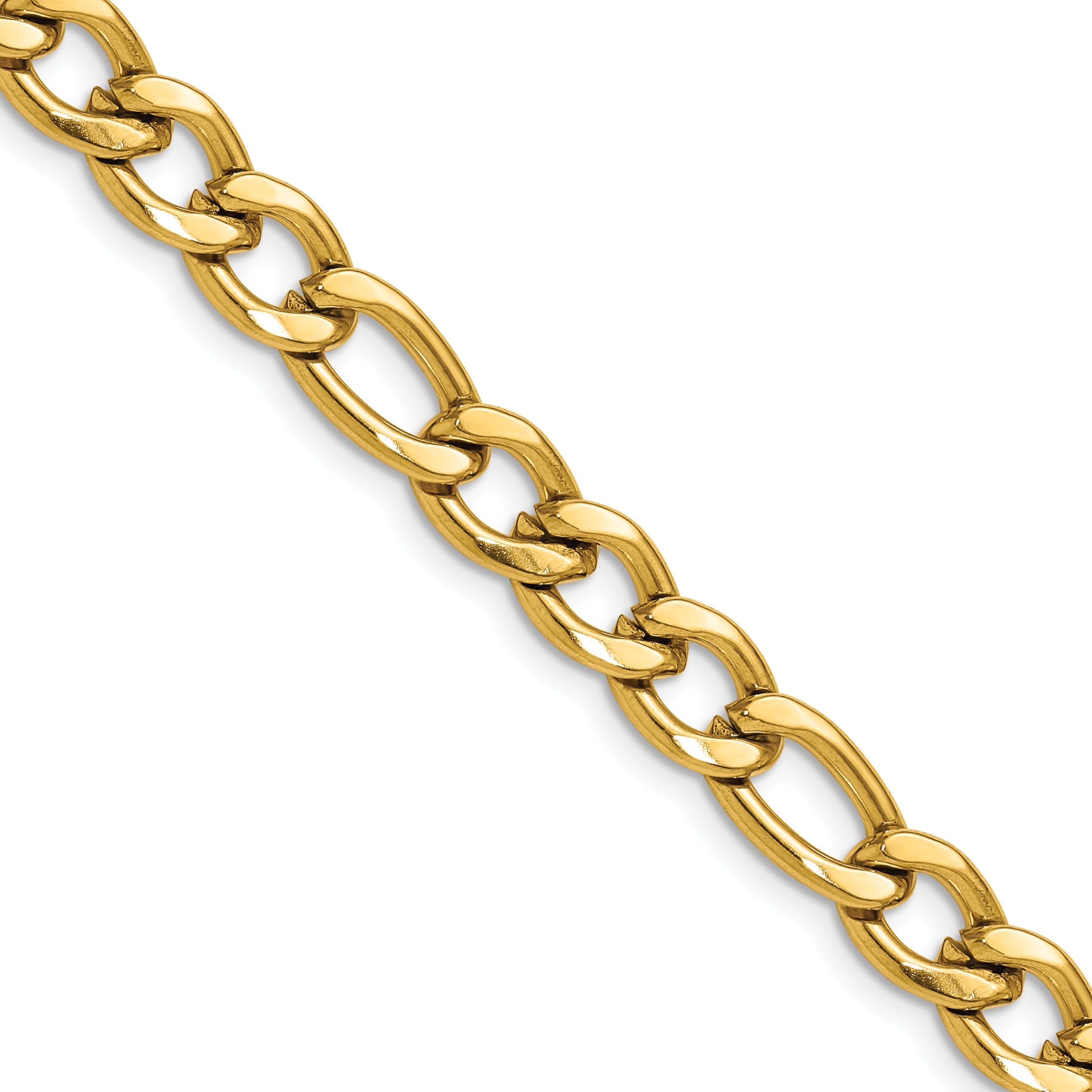 Polished Gold-Tone Stainless Steel Figaro Chain Bracelet 7.5mm Secondary image