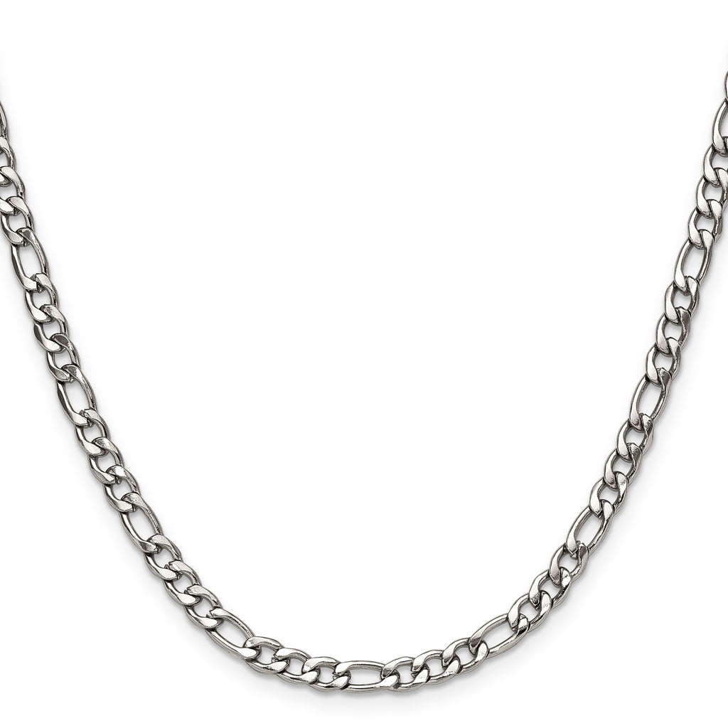 Polished Stainless Steel Figaro Chain Necklace 4.5mm