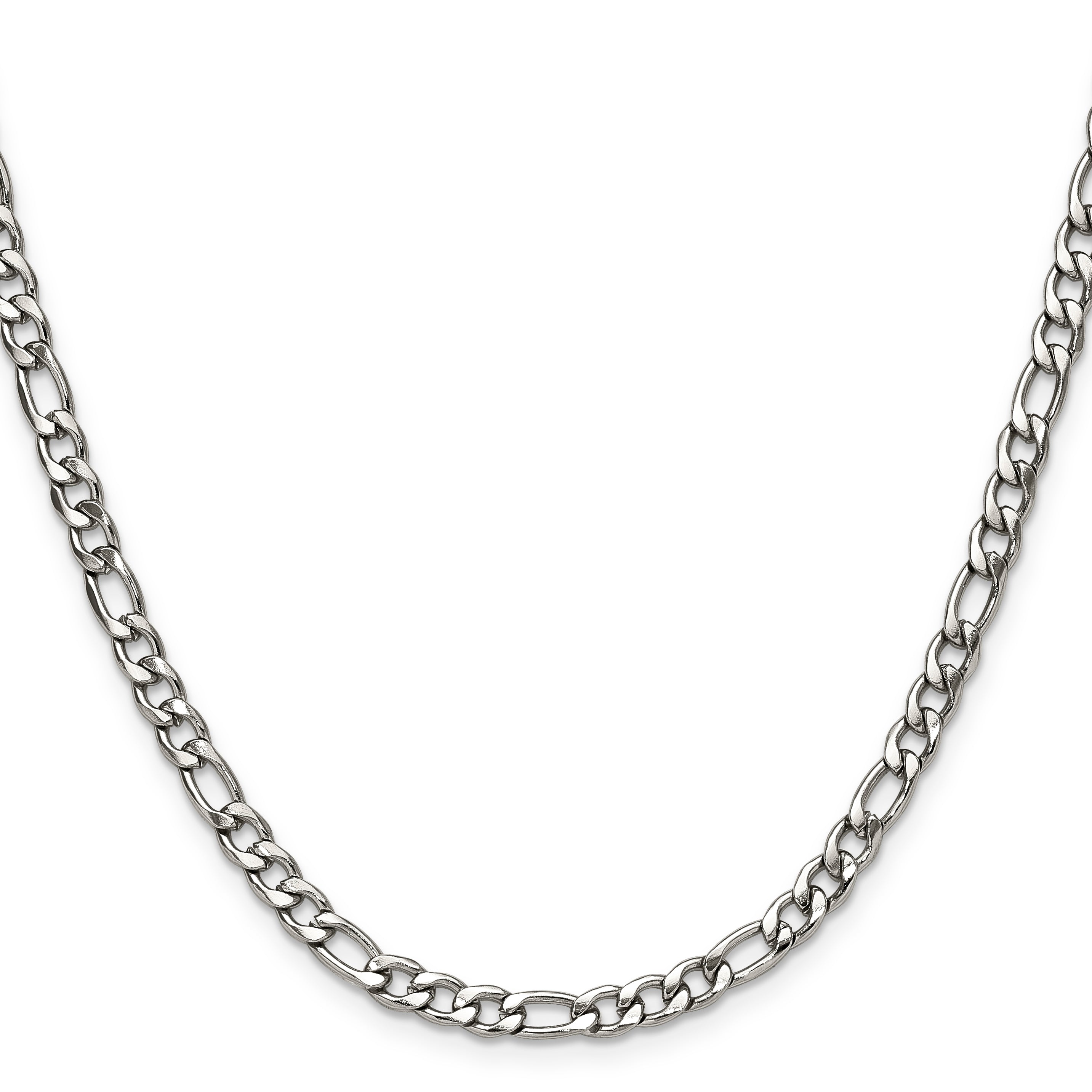 Polished Stainless Steel Figaro Chain Necklace 4.5mm