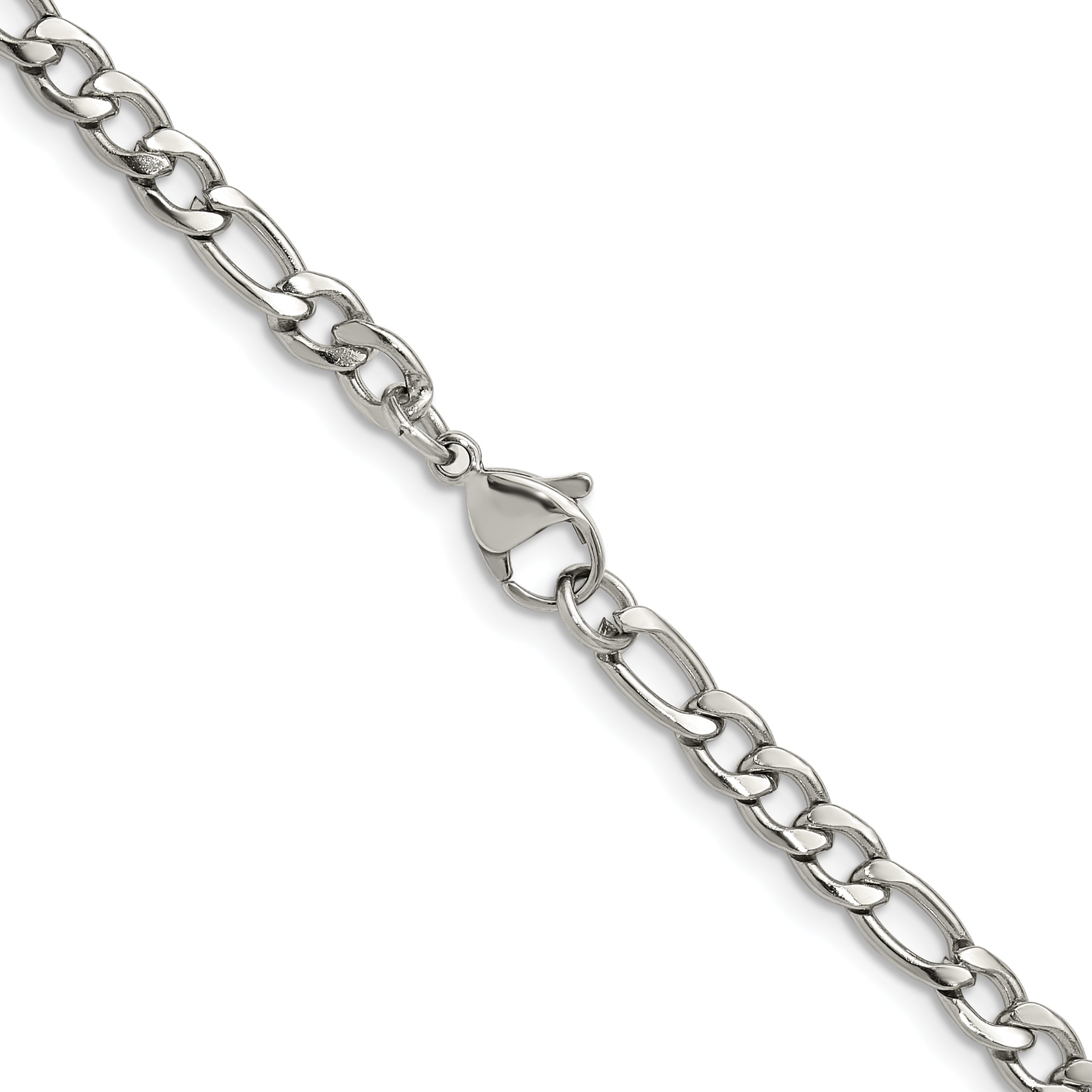 Polished Stainless Steel Figaro Chain Necklace 4.5mm