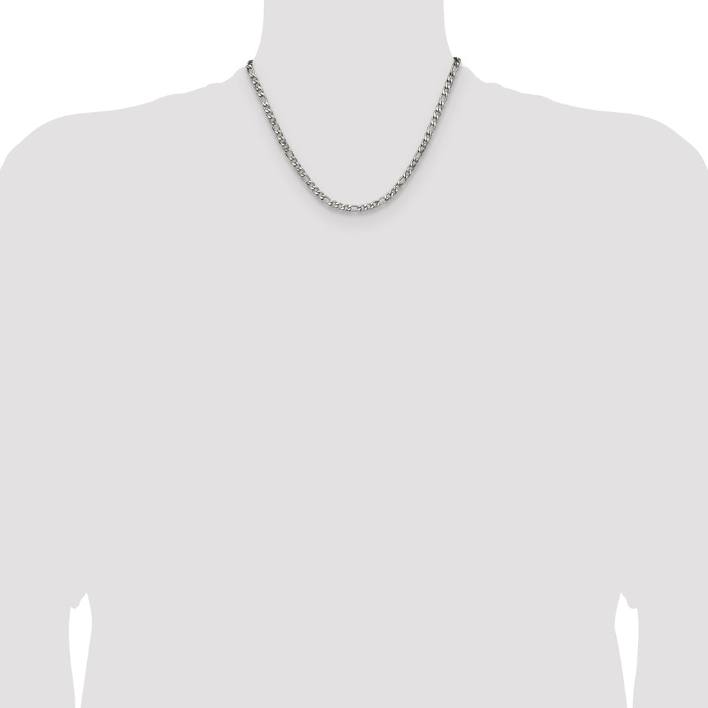 Polished Stainless Steel Figaro Chain Necklace 4.5mm