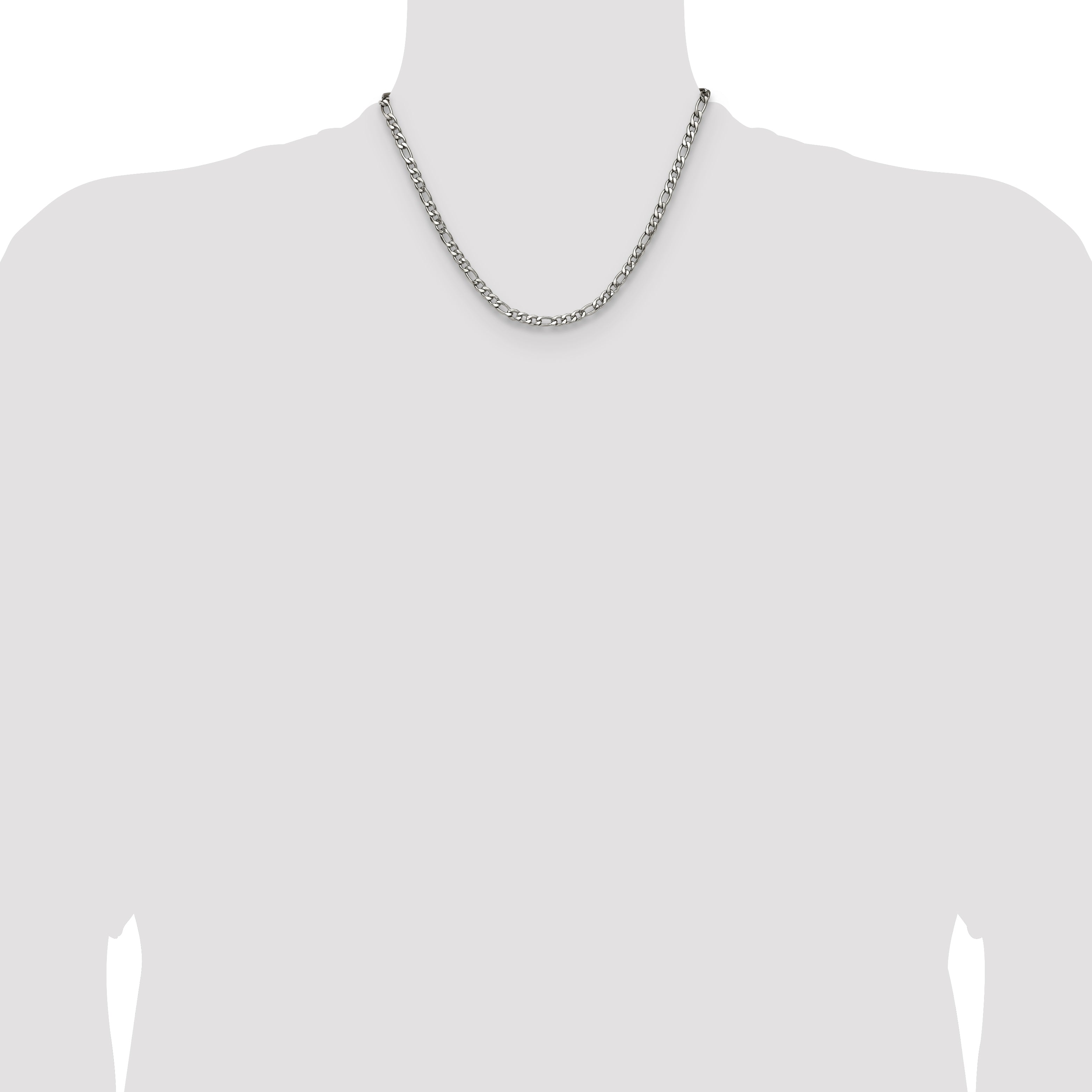 Polished Stainless Steel Figaro Chain Necklace 4.5mm
