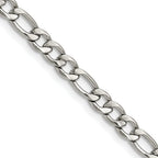 Polished Stainless Steel Figaro Chain Necklace 4.5mm
