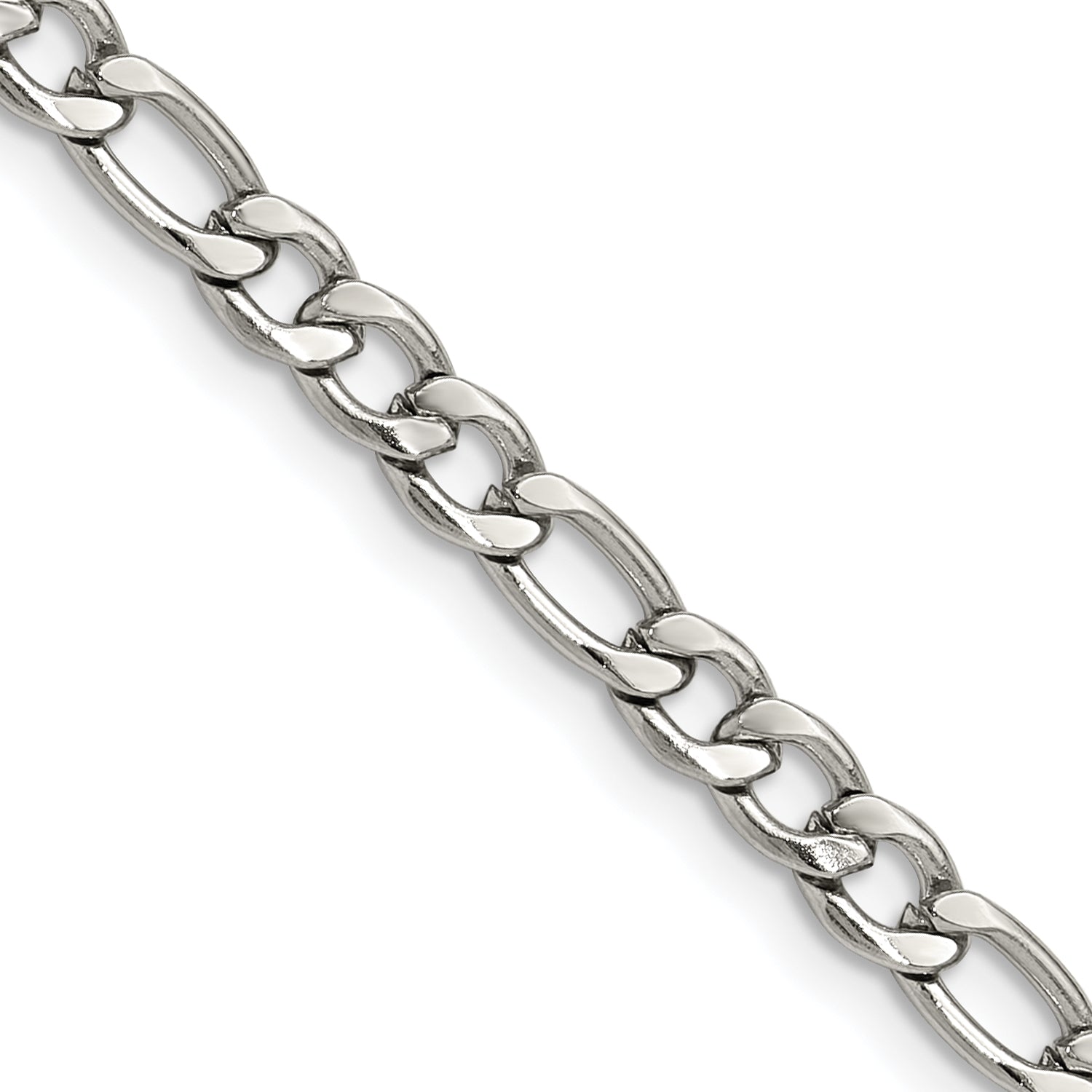 Polished Stainless Steel Figaro Chain Necklace 4.5mm