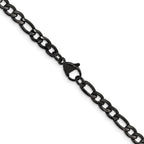 Polished Black Stainless Steel Figaro Chain Necklace 4.5mm