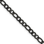 Polished Black Stainless Steel Figaro Chain Necklace 4.5mm
