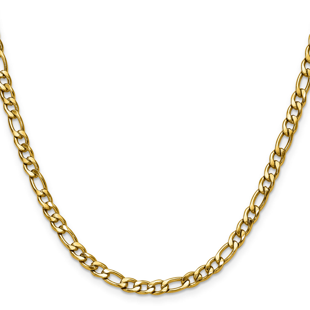 Polished Gold-Tone Stainless Steel Figaro Chain Necklace 4.5mm