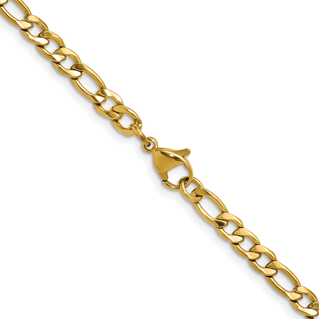 Polished Gold-Tone Stainless Steel Figaro Chain Necklace 4.5mm