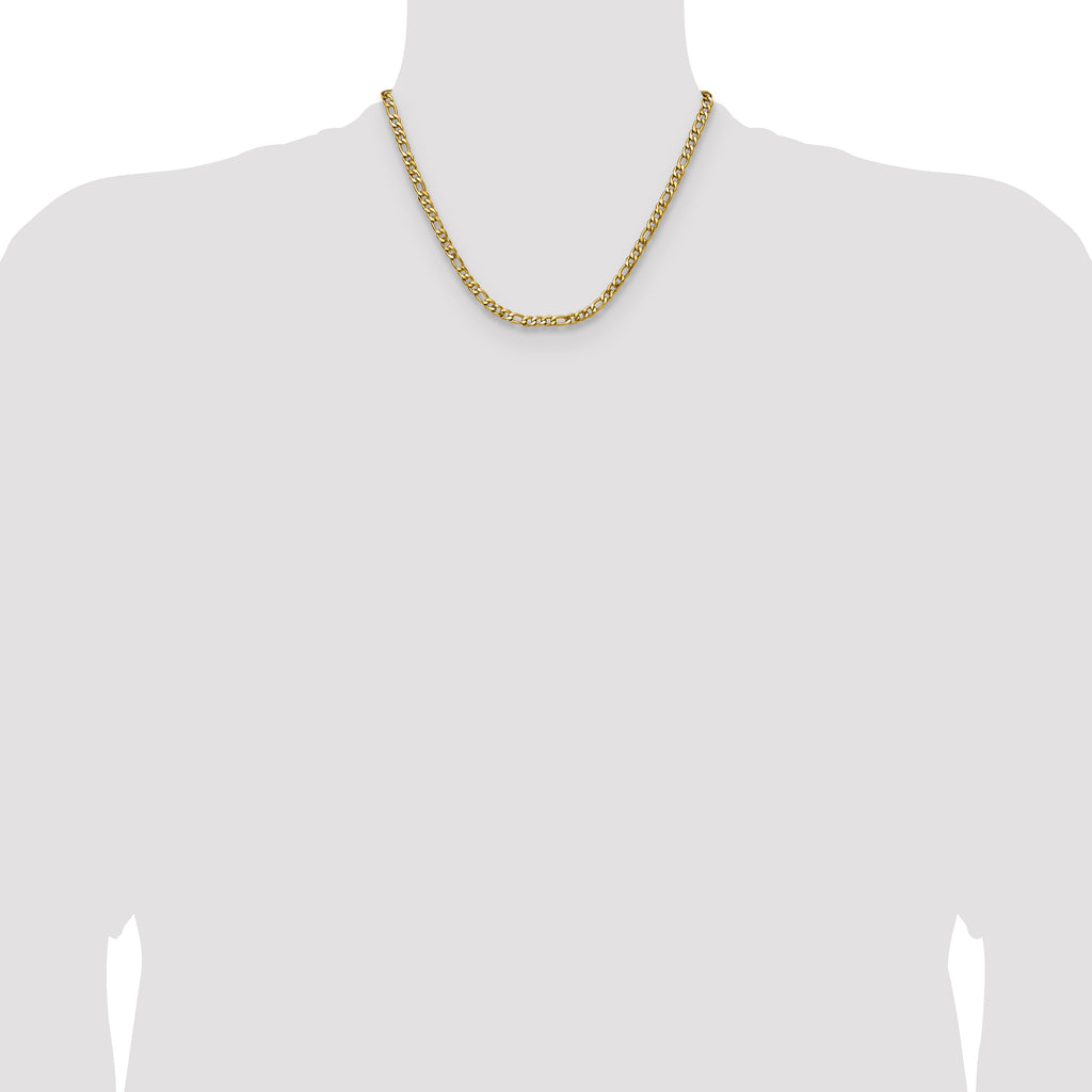 Polished Gold-Tone Stainless Steel Figaro Chain Necklace 4.5mm