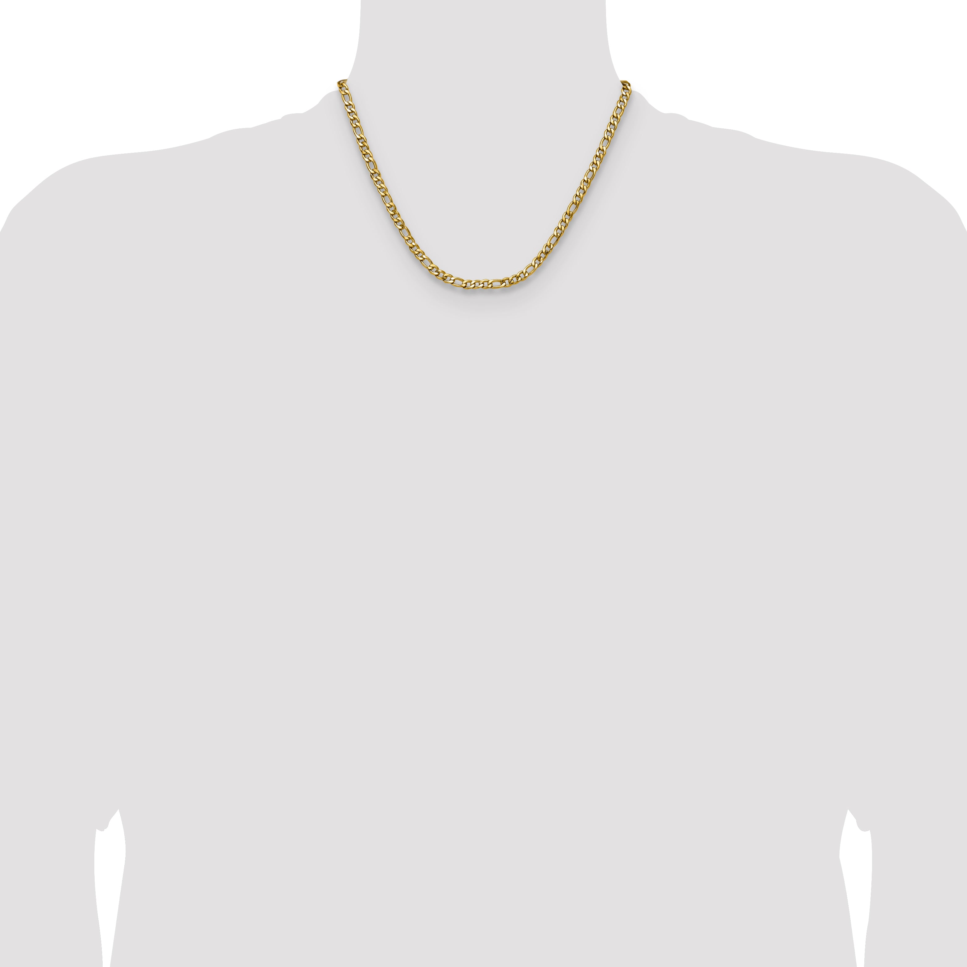 Polished Gold-Tone Stainless Steel Figaro Chain Necklace 4.5mm