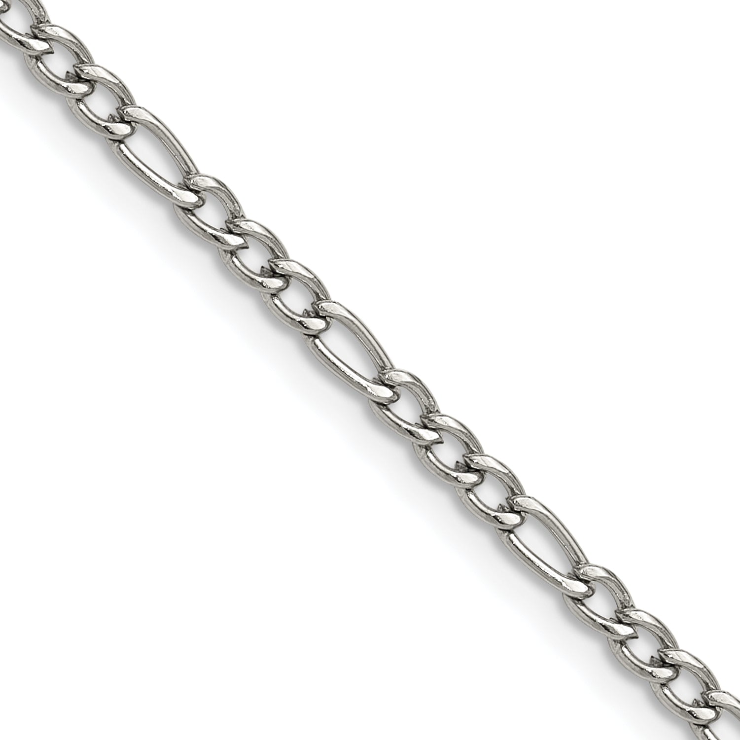 Polished Stainless Steel Figaro Chain Bracelet 3mm Secondary image