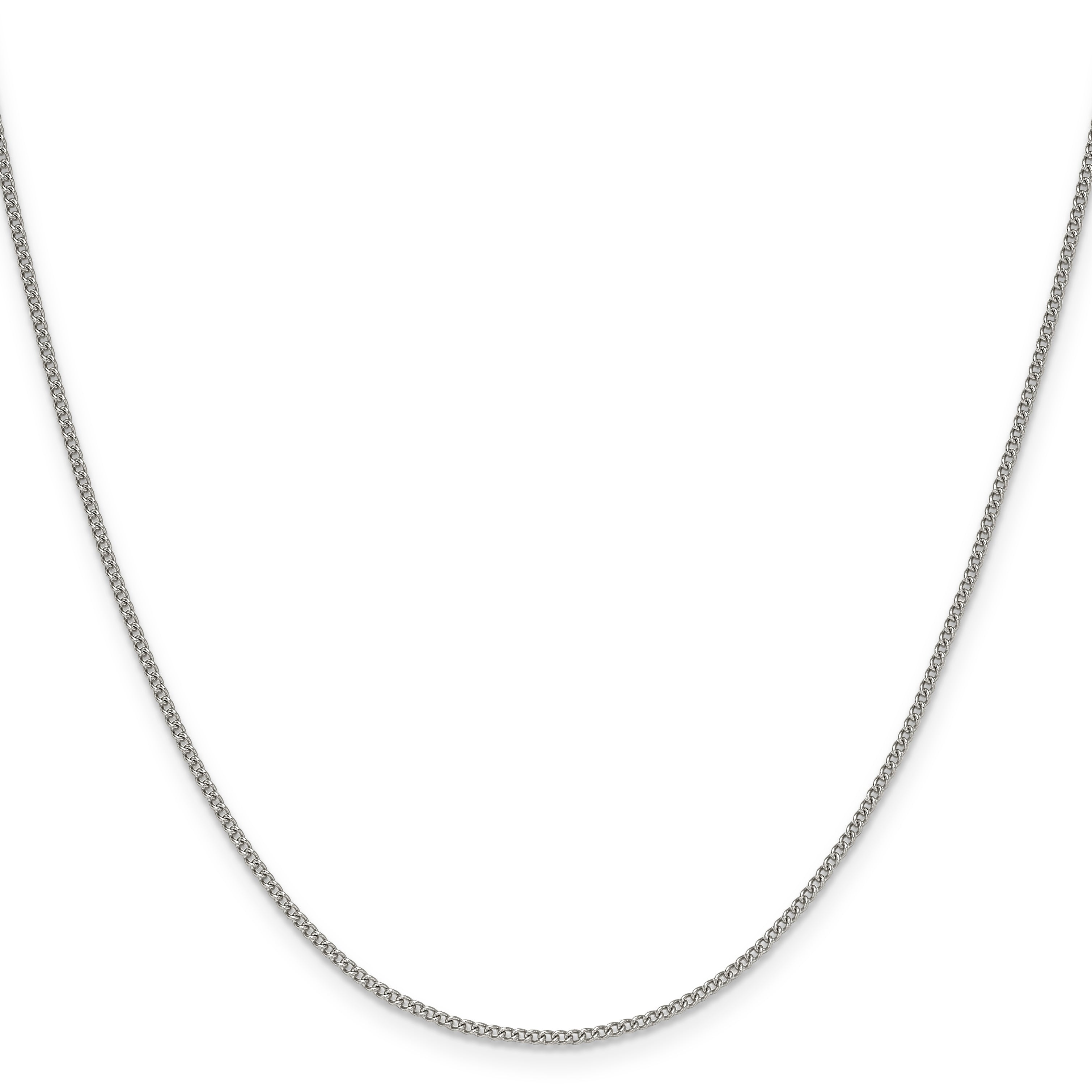 Polished Stainless Steel Curb Chain Necklace 1.5mm 18in